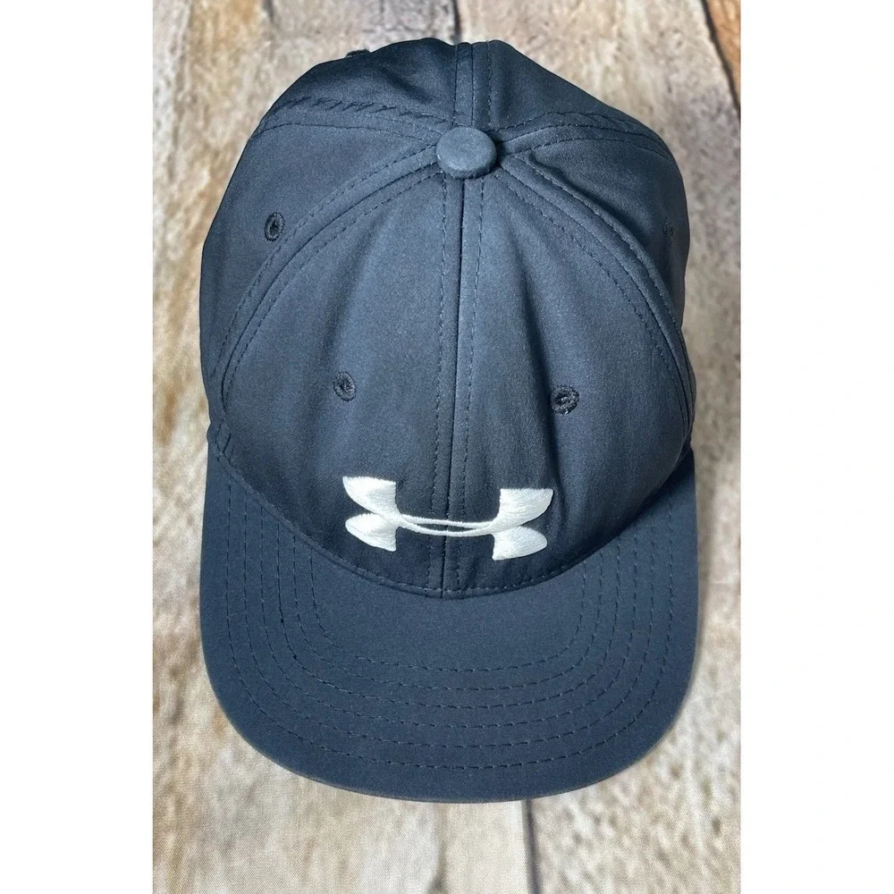 Under Armour Hat‎ Cap Snap Back Youth One Size Black Athletic Big Logo Sport